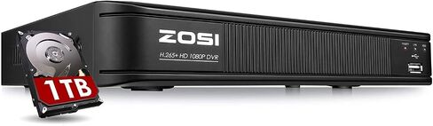 Zosi H.265+ 1080p 8 CCTV DVR مسجل مع محرك أقراص ثابت 1 تيرابايت ، وصول عن بُعد ، إمكانية هجين 4-في 1 (تمثيلي/AHD/TVI/CVI) DVR لكاميرا الأمان (متجددة) in Saudi Arabia