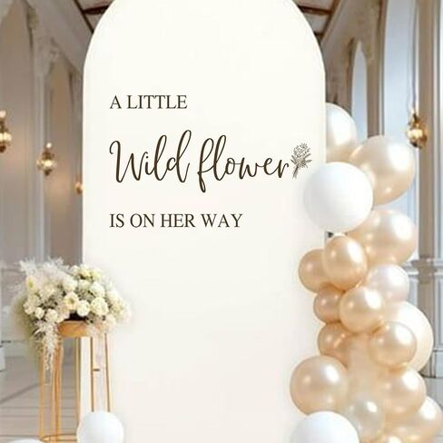 A Little Wild flower is On Her Way Baby Shower Decal Sign,Gender Reveal Girl or Boy Wall Stickers Sign,Baby Party Sign Vinyl Decal,for birthday Party Backdrop Wall Decor Supply (Pink Wildflower Decal) in Saudi Arabia