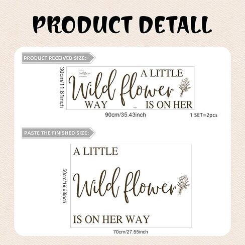 A Little Wild flower is On Her Way Baby Shower Decal Sign,Gender Reveal Girl or Boy Wall Stickers Sign,Baby Party Sign Vinyl Decal,for birthday Party Backdrop Wall Decor Supply (Pink Wildflower Decal) in Saudi Arabia