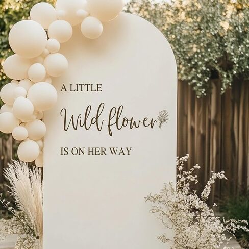 A Little Wild flower is On Her Way Baby Shower Decal Sign,Gender Reveal Girl or Boy Wall Stickers Sign,Baby Party Sign Vinyl Decal,for birthday Party Backdrop Wall Decor Supply (Pink Wildflower Decal) in Saudi Arabia