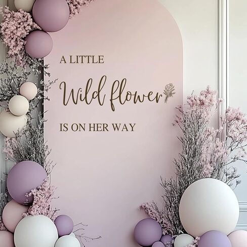 A Little Wild flower is On Her Way Baby Shower Decal Sign,Gender Reveal Girl or Boy Wall Stickers Sign,Baby Party Sign Vinyl Decal,for birthday Party Backdrop Wall Decor Supply (Pink Wildflower Decal) in Saudi Arabia