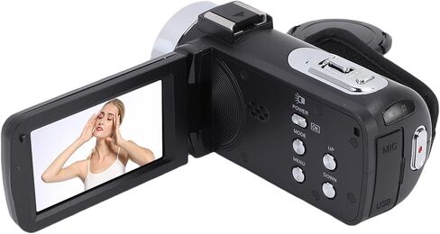ASIXXSIX 4K HD CAMCORDER CAMERA ، Anti anti 80MP 18x ZOOM Digital Recorder مع شاشة دوران 3 بوصة 270 درجة ، كاميرا تصوير مضغوطة مع مصباح ملء LED للسفر in Kuwait
