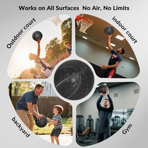 3D Printed Basketball-Airless Basketball,Ultra - Quiet & No Pump Needed,High Bounce,Official Size7,Indoor, Gym & Outdoor Use in Saudi Arabia