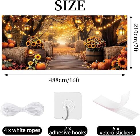 Fall Garage Door Cover Banner 7x16ft Thanksgiving Autumn Forest Backdrop Decorations Harvest Pumpkin Sunflower Leaves Background Mural for Home Outdoor Indoor Wall Window Yard in Saudi Arabia