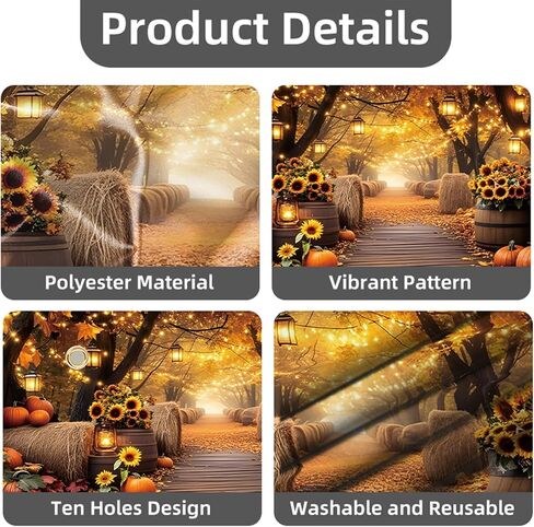Fall Garage Door Cover Banner 7x16ft Thanksgiving Autumn Forest Backdrop Decorations Harvest Pumpkin Sunflower Leaves Background Mural for Home Outdoor Indoor Wall Window Yard in Saudi Arabia