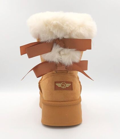 REDVOLUTION Women's Classic Fuzzy Platform Boot Fringe Accent Snow Boots Butterfly Bow-Accent Fashion Boots with Anti-Slip Outsole Outdoor in Kuwait