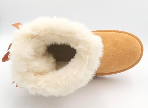 REDVOLUTION Women's Classic Fuzzy Platform Boot Fringe Accent Snow Boots Butterfly Bow-Accent Fashion Boots with Anti-Slip Outsole Outdoor in Kuwait