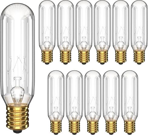 OhLectric T6 Tubular Incandescent Light Bulb - 25W, E12 Candelabra Base - Clear - Dimmable - 120V, 180L, 2000 Hours - 2700K, Warm White - Pack of 12 - OL-46474 in Saudi Arabia