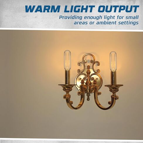 قاعدة شمعدان انبوبية OL-46474 T6 من اوهليكتريك - 25 واط، مصباح E12 ساطع شفاف قابل للتعتيم - 120 فولت، 180 لومن، 2000 متوسط الساعات المقدرة - 2700 كلفن، ابيض دافئ- عبوة من 12 قطعة in Kuwait