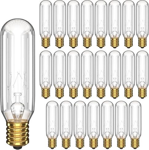 قاعدة شمعدان انبوبية OL-46474 T6 من اوهليكتريك - 25 واط، مصباح E12 ساطع شفاف قابل للتعتيم - 120 فولت، 180 لومن، 2000 متوسط الساعات المقدرة - 2700 كلفن، ابيض دافئ- عبوة من 12 قطعة in Kuwait
