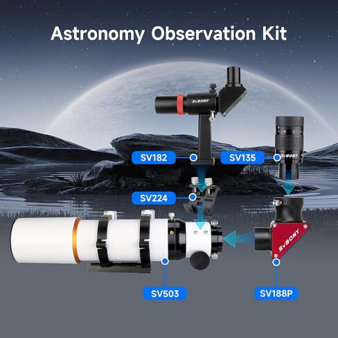 SVBONY SV503 Telescope, 80ED F7 Telescope for Adults High Powered, with SV182 Finderscope, SV135 Zoom Eyepiece, SV188P Dielectric Mirror Star Diagonal, Universal Dovetail Base, for Astro Observation in Saudi Arabia