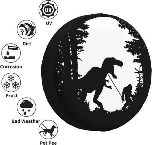 ديناصور Bigfoot Rv غطاء إطار احتياطي غطاء إطار العجلة لمقطورات السفر واقيات الطقس والغبار لشاحنة مقطورة التخييم SUV Rv Universal 15 بوصة in Kuwait