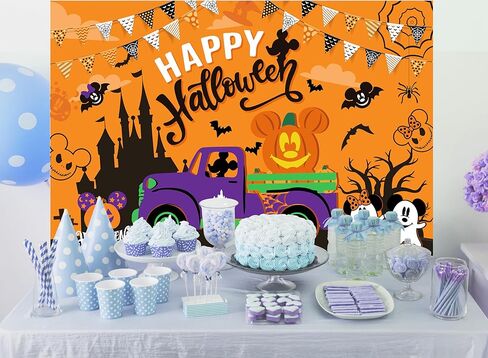 زخارف الهالوين الخلفية لافتة 5x3ft الكلاسيكية الماوس اليقطين الشبح نمط سعيد عيد الهالوين الحزب ديكورات لافتة الخلفية in Kuwait