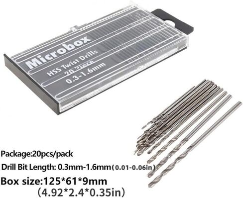 20pcs/set 0.3mm-1.6mm Mini High SPEED Steel Twist Bit Stet Micro HSS Bet Bit bith with case in Saudi Arabia