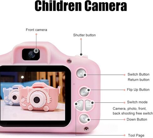 RitoeasySports Colorful Kids Camera ، 2000W Pixel Auto Focus Mini Camera Digital Digital مع عوامل HD Display Scase و Lanyard لسهولة الحمل (الأزرق in Kuwait