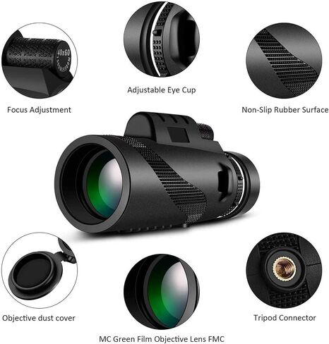 تحديث أحدث تلسكوب أحادي للهاتف الذكي 40x60 HD Telescope أحادي العين مع حامل الهواتف الذكية وترايبود لمشاهدة الطيور/التخييم/المشي/السفر/السفر in Saudi Arabia