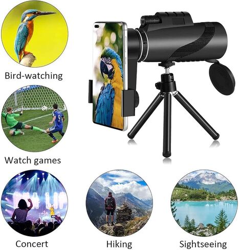 تحديث أحدث تلسكوب أحادي للهاتف الذكي 40x60 HD Telescope أحادي العين مع حامل الهواتف الذكية وترايبود لمشاهدة الطيور/التخييم/المشي/السفر/السفر in Saudi Arabia