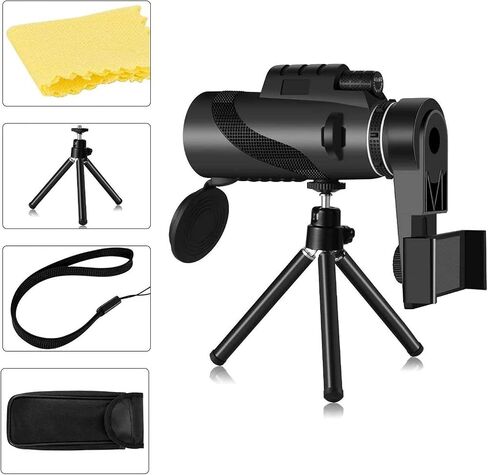 تحديث أحدث تلسكوب أحادي للهاتف الذكي 40x60 HD Telescope أحادي العين مع حامل الهواتف الذكية وترايبود لمشاهدة الطيور/التخييم/المشي/السفر/السفر in Saudi Arabia