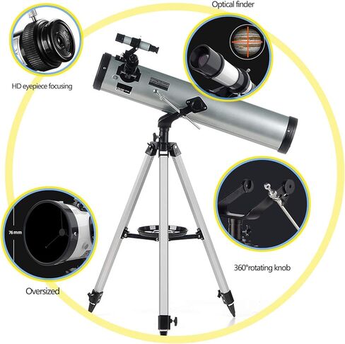 Super Binoculars Telescope for Beginners 525X-35X 76mm HD Refractor Telescope for Astronomy Adult Starter Scope Refractor Telescopes with Tripod+Finder Scope+2Extender+Moon Filter+3 Eyepiece in Saudi Arabia