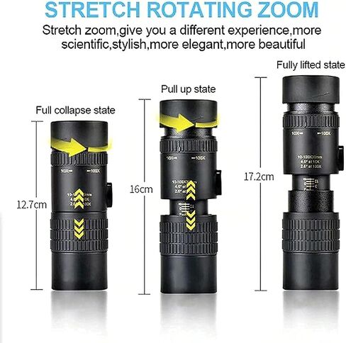 Telescope - 4K 10-300x40mm Super Telephoto Zoom Monocular Telescope High Power Monocular High Power Prism Monocular and Quick Smartphone Holder in Saudi Arabia