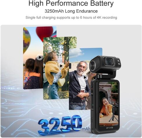 ORDRO M3 Handheld Digital Camera, 5K Video Camcorder 48MP 4K/60fps, 3.5'' Flippable Screen 3250mAh Battery WiFi IR Night Vision Camera for YouTube Vlogs w/64G Card, Stand in Saudi Arabia