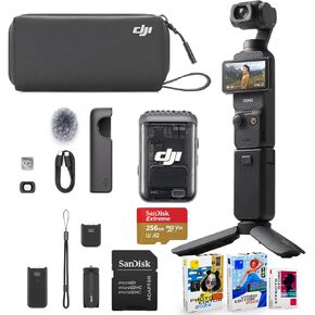 DJI Osmo Pocket 3 Creator Combo Bundle مع جهاز إرسال/مسجل مقطع ، وعدسة زاوية واسعة ، مقبض البطارية ، ترايبود صغير ، حقيبة حمل + 256 جيجا بايت Micro SD ، حزمة برامج محرر الصور/الفيديو in Kuwait