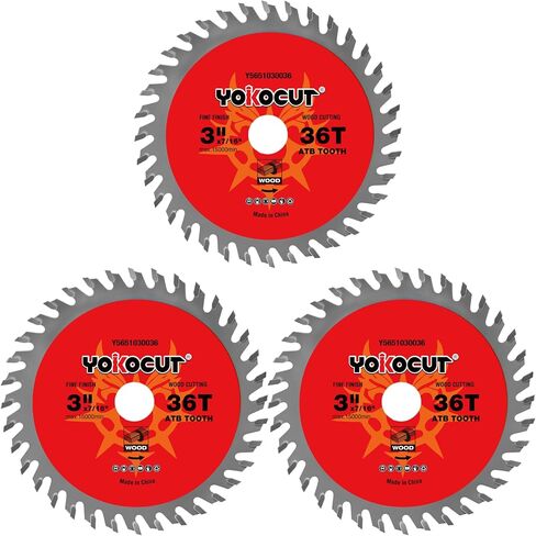 3 Inch Circular Saw Blade 24T & 36T (Tungsten Carbide Tooth) Compatible with 3 Inch Saws, Cutting for Wood, Plywood, OSB, Veneer, Plastic, 7/16" Arbor with 3/8" Bushings - 4 Pack in Kuwait
