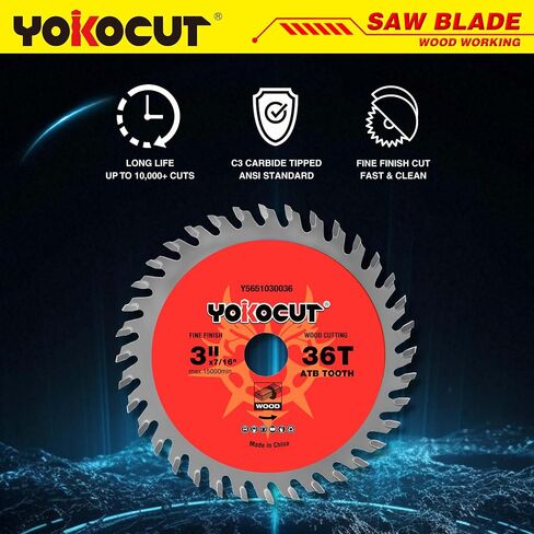 3 Inch Circular Saw Blade 24T & 36T (Tungsten Carbide Tooth) Compatible with 3 Inch Saws, Cutting for Wood, Plywood, OSB, Veneer, Plastic, 7/16" Arbor with 3/8" Bushings - 4 Pack in Kuwait