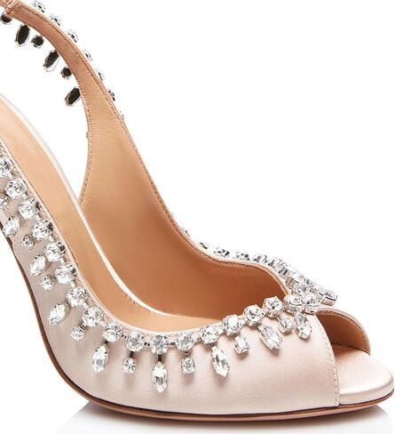 High Heels Womens Open Toe Stiletto Rhinestone Chains Sandals Elastic Strap Pumps Slingback Wedding Dress Shoes 11cm,White-38 in Saudi Arabia