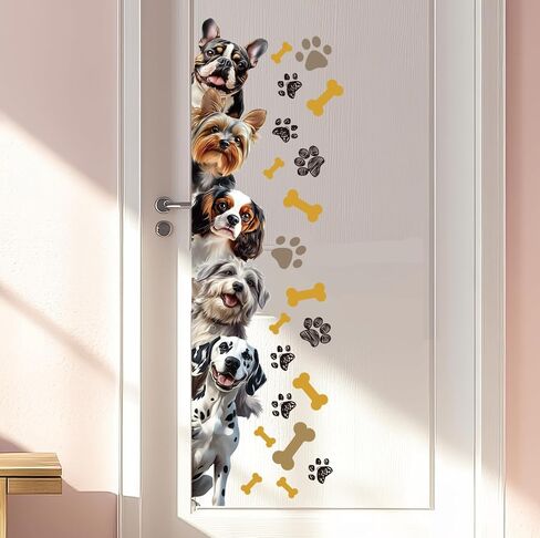 SUPERDANT Realistic Puppy Wall Stickers Bones and Paw Prints Wall Decals Cute Dog Sitting Room Adhesive Sticker DIY Vinyl Art Decor for Kids Room Kindergarten Nursery Bedroom Playroom 90x30CM in Saudi Arabia
