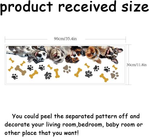 SUPERDANT Realistic Puppy Wall Stickers Bones and Paw Prints Wall Decals Cute Dog Sitting Room Adhesive Sticker DIY Vinyl Art Decor for Kids Room Kindergarten Nursery Bedroom Playroom 90x30CM in Saudi Arabia