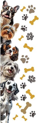 SUPERDANT Realistic Puppy Wall Stickers Bones and Paw Prints Wall Decals Cute Dog Sitting Room Adhesive Sticker DIY Vinyl Art Decor for Kids Room Kindergarten Nursery Bedroom Playroom 90x30CM in Saudi Arabia