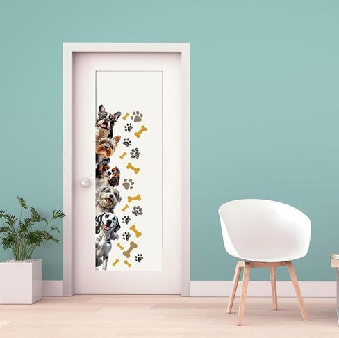 SUPERDANT Realistic Puppy Wall Stickers Bones and Paw Prints Wall Decals Cute Dog Sitting Room Adhesive Sticker DIY Vinyl Art Decor for Kids Room Kindergarten Nursery Bedroom Playroom 90x30CM in Saudi Arabia