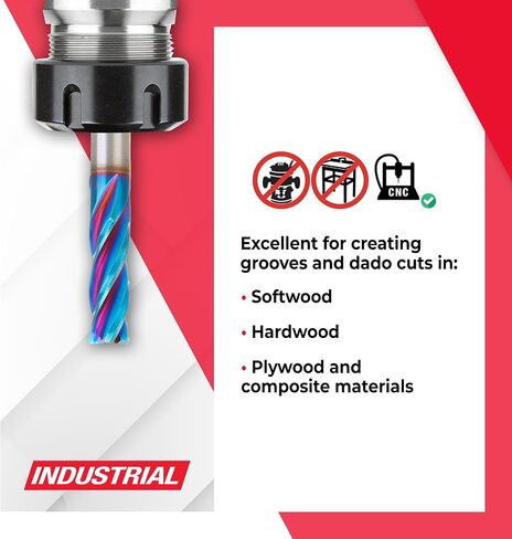 Amana Tool Spektra Extreme Tool Life Solid Carbide CNC Down-Cut Spiral Plunge Router Bit, 46057-K, 3/8 Dia x 1 CH x 3/8 SHK 3 Inch Long 4 Flute in Saudi Arabia