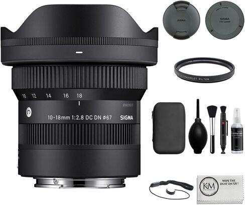 Sigma 10-18mm f/2.8 DC DN Contemporary Lens | Sony E Bundled with UV Filter + Photo Starter Kit + Microfiber Cleaning Cloth (4 Items) in Saudi Arabia