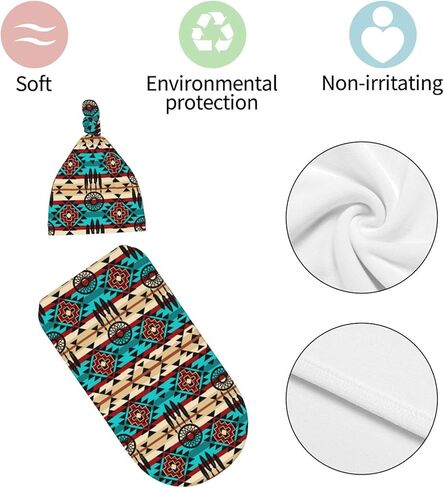 أطفال الأطفال الغربيين Aztec Navajo Newborn Baby Swaddle بطانية أمريكا الأصلية لفائف النوم ناعمًا مع قبعة قبعة قبعة للبنين الرضيعون in Kuwait