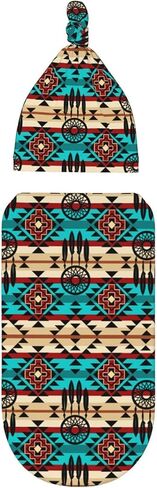 أطفال الأطفال الغربيين Aztec Navajo Newborn Baby Swaddle بطانية أمريكا الأصلية لفائف النوم ناعمًا مع قبعة قبعة قبعة للبنين الرضيعون in Kuwait