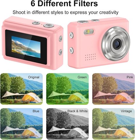 ZOPSC Keychain Digital Camera 1080p 12mp مع عرض 0.96in ، 6 مرشحات ، ضوء LED ، مسجل دراسة سفر محمول مع الحبل وسلسلة المفاتيح للأطفال المراهقين (الوردي) in Saudi Arabia