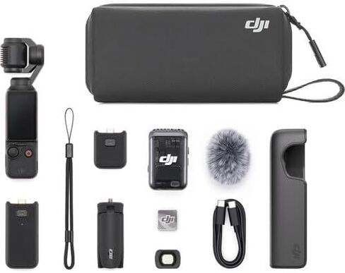 DJI Osmo Pocket 3 Creator Combo Bundle مع جهاز إرسال/مسجل مقطع ، وعدسة زاوية واسعة ، مقبض البطارية ، ترايبود صغير ، حقيبة حمل + 256 جيجا بايت Micro SD ، حزمة برامج محرر الصور/الفيديو in Kuwait