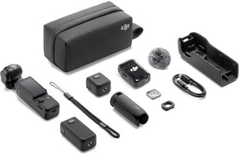 DJI Osmo Pocket 3 Creator Combo Bundle مع جهاز إرسال/مسجل مقطع ، وعدسة زاوية واسعة ، مقبض البطارية ، ترايبود صغير ، حقيبة حمل + 256 جيجا بايت Micro SD ، حزمة برامج محرر الصور/الفيديو in Kuwait