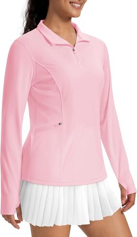 قمصان Magcomsen للسيدات الطويلة مع حماية شمس الجيب 1/4 Zip Summer Quick Dry Upf 50+ Quarter Zip Pullover in Saudi Arabia