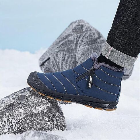 Jakcuz Women's Waterproof Winter Ankle Snow Boots Side Zipper | Warm Faux Fur Lined Insulated Non Slip Winter Short Boots for Cold Weather Outdoor Walking in Saudi Arabia