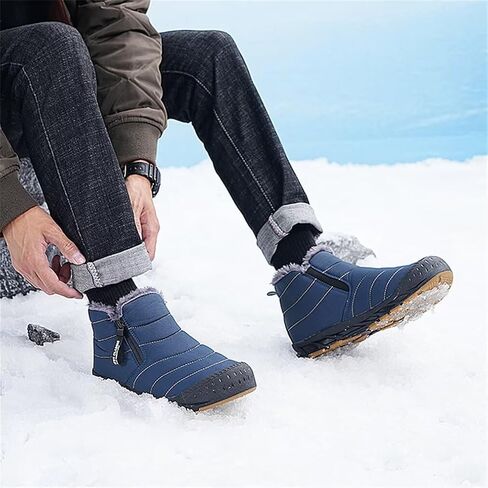 Jakcuz Women's Waterproof Winter Ankle Snow Boots Side Zipper | Warm Faux Fur Lined Insulated Non Slip Winter Short Boots for Cold Weather Outdoor Walking in Saudi Arabia