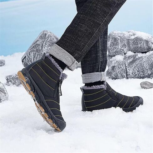 Jakcuz Women Winter Snow Boots Zip Up Fur Lined Warm Ankle Boot Outdoor Anti-slip Waterproof Comfortable Short Boot in Kuwait