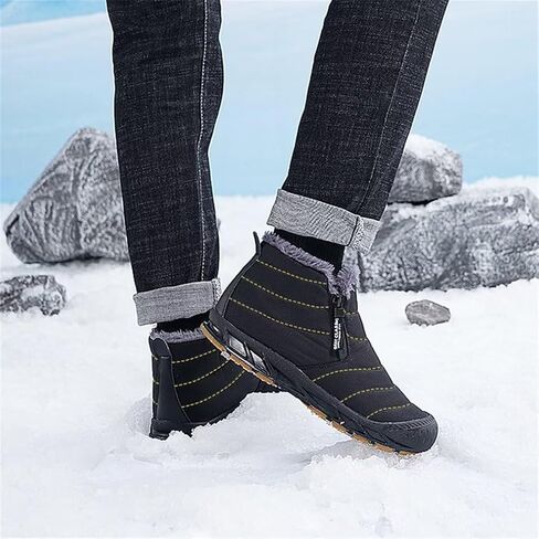 Jakcuz Women Winter Snow Boots Zip Up Fur Lined Warm Ankle Boot Outdoor Anti-slip Waterproof Comfortable Short Boot in Kuwait