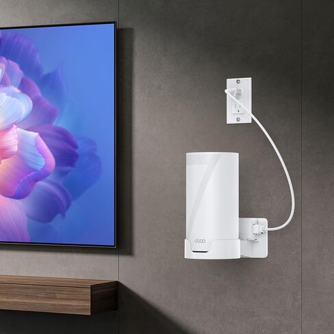 Wall Mount Kit for TP-Link Deco BE65-5G/BE75/BE85/BE95 WiFi 7 Mesh System – Space-Saving Bracket with Cable & Power Adapter Storage, Secure & Stylish Design for Home and Office (White, 2-Pack) in Saudi Arabia