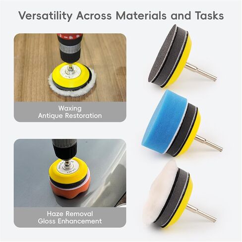57pcs Polishing and Sanding Kit 3 Inch Discs with 7 Grit Sandpapers (60 to 3000), Sponge Pads, Wool Pad, Buffing Pad, Backing Plate & Mandrels for Automotive, Wood, Metal & DIY Projects in Saudi Arabia