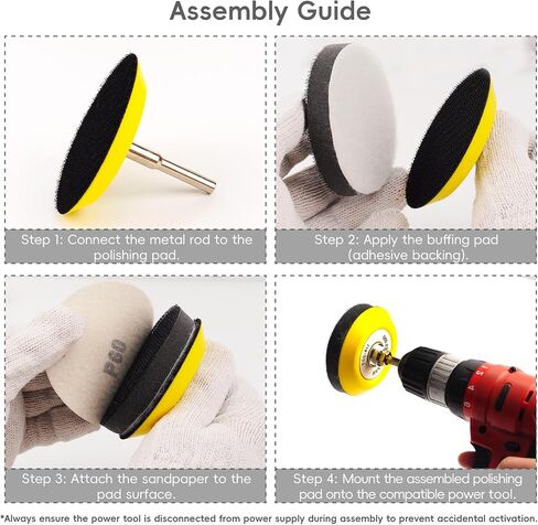 57pcs Polishing and Sanding Kit 3 Inch Discs with 7 Grit Sandpapers (60 to 3000), Sponge Pads, Wool Pad, Buffing Pad, Backing Plate & Mandrels for Automotive, Wood, Metal & DIY Projects in Saudi Arabia