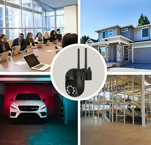 كاميرا أمان WiFi ، PTZ Outdoor ، 355 ° PAN/90 ° TILT ، الرؤية الليلية الملونة ، الصوت ثنائي الاتجاه ، الكشف عن الحركة ، تخزين السحابة (أسود) in Kuwait