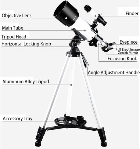 عالية الطاقة HD Telescope HD Refractor Telescope مع ترايبود قابل للتعديل وحامل الهاتف 70 ملم عدسة Barlow العدسة المطلية بالكامل للمبتدئين والأطفال in Saudi Arabia
